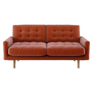 An Image of Habitat Fenner 2 Seater Velvet Sofa - Orange