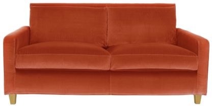 An Image of Habitat Chester 2 Seater Velvet Sofa - Orange