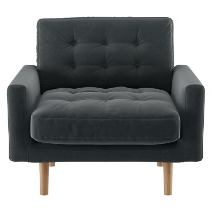 An Image of Habitat Fenner Dark Grey Velvet Armchair