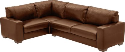 An Image of Habitat Eton Left Corner Leather Sofa - Tan