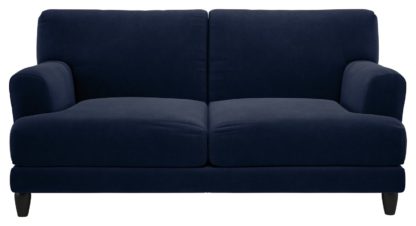 An Image of Habitat Askem 2 Seater Velvet Sofa - Navy