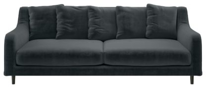 An Image of Habitat Swift 3 Seater Velvet Sofa - Dark Grey
