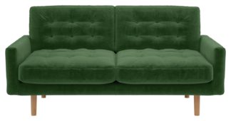 An Image of Habitat Fenner 2 Seater Velvet Sofa - moss Green