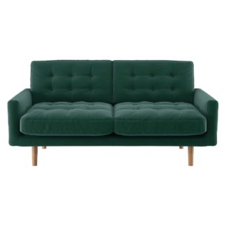 An Image of Habitat Fenner 2 Seater Velvet Sofa - Emerald Green