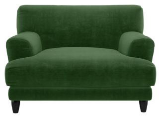 An Image of Habitat Askem Velvet Cuddle Chair - Moss Green