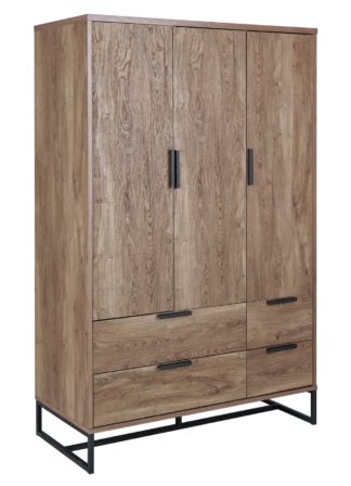 An Image of Habitat Nomad 3 Door 4 Drawer Wardrobe - Oak Effect