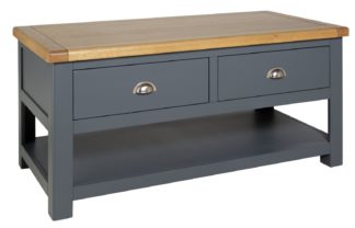 An Image of Habitat Kent 2 Drawer Oak & Oak Veneer Coffee Table -Grey