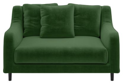 An Image of Habitat Swift Velvet Cuddle Chair - Moss Green