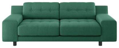 An Image of Habitat Hendricks 3 Seater Fabric Sofa - Green