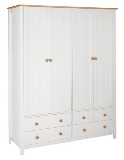 An Image of Habitat Scandinavia 4 Door 6 Drawer Wardrobe - Two Tone