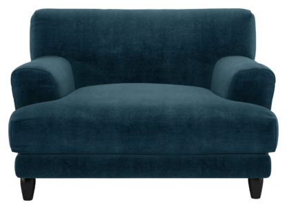 An Image of Habitat Askem Velvet Cuddle Chair - Ink Blue