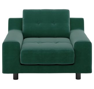 An Image of Habitat Hendricks Emerald Green Velvet Armchair