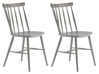 An Image of Habitat Talia Pair of Spindle Back Dining Chair - Grey