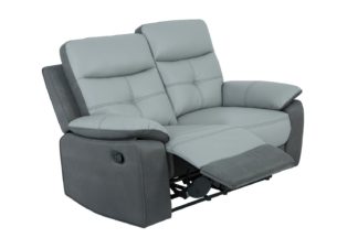 An Image of Argos Home Charles 2 Seater Leather Mix Recliner Sofa - Grey