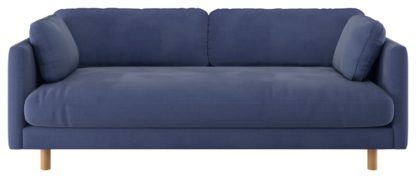 An Image of Habitat Mori 3 Seater Fabric Sofa - Blue