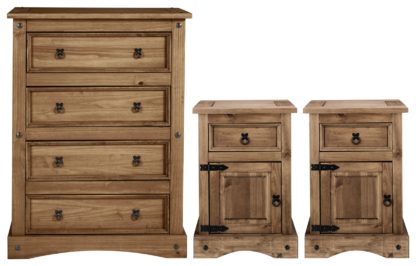 An Image of Argos Home Puerto Rico 2 Bedsides & 4 Drawer Set - Dark Pine