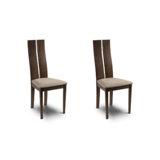 An Image of Cayman Set of 2 Dining Chairs Walnut Wood (Brown)