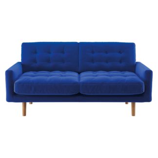 An Image of Habitat Fenner 2 Seater Velvet Sofa - Blue