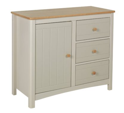 An Image of Habitat Bournemouth 1 Door 3 Drawer Sideboard -Light Grey