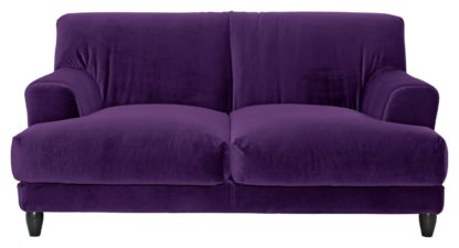 An Image of Habitat Askem 2 Seater Velvet Sofa - dark purple