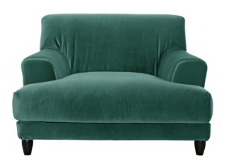 An Image of Habitat Askem Velvet Cuddle Chair - Emerald Green