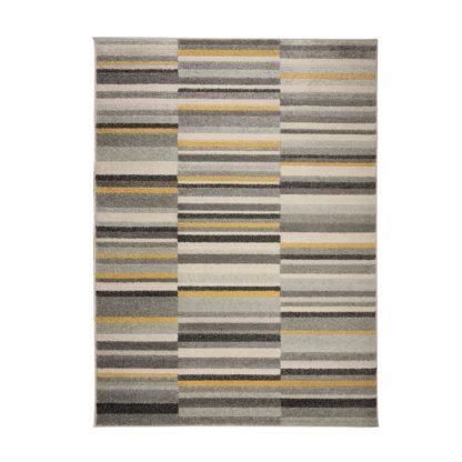 An Image of Urban Lines Geometric Rug Grey, Yellow and Black