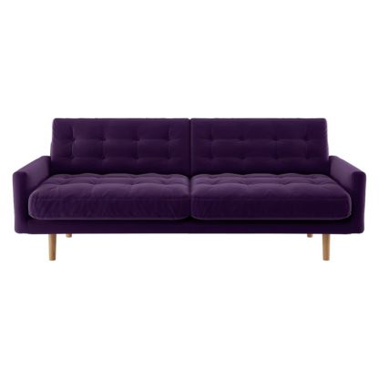 An Image of Habitat Fenner 3 Seater Velvet Sofa - dark purple