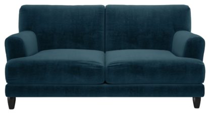 An Image of Habitat Askem 2 Seater Velvet Sofa - Ink Blue