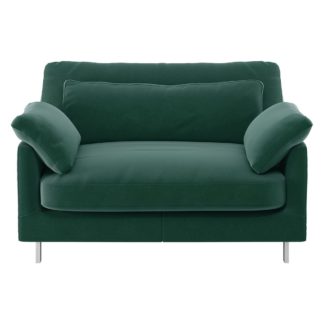 An Image of Habitat Cuscino Velvet Cuddle Chair - Emerald Green