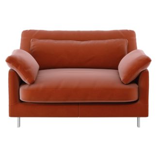 An Image of Habitat Cuscino Velvet Cuddle Chair - Orange