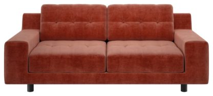 An Image of Habitat Hendricks 2 Seater Fabric Sofa - Orange