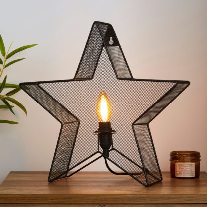 An Image of Saron Star Table And Easy Fit Wall Light Black