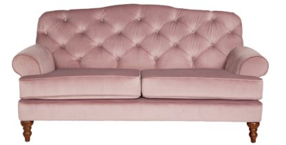 An Image of Habitat Valerie 2 Seater Velvet Sofa - Blush Pink