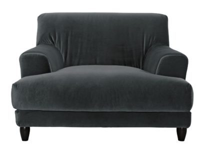 An Image of Habitat Askem Velvet Cuddle Chair - Dark Grey