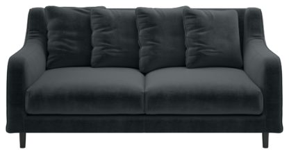 An Image of Habitat Swift 2 Seater Velvet Sofa - Dark Grey