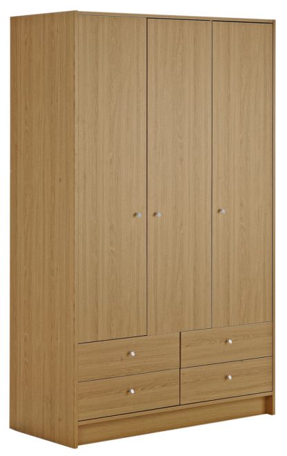 An Image of Habitat Malibu 3 Door 4 Drawer Wardrobe - Oak Effect