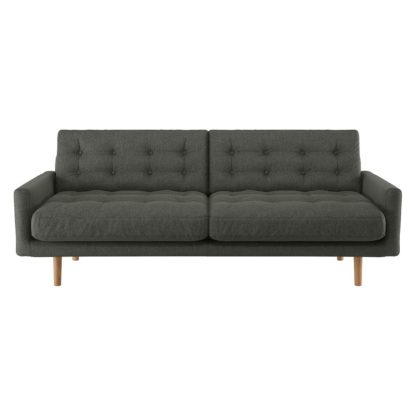 An Image of Habitat Fenner 3 Seater Fabric Sofa - Charcoal