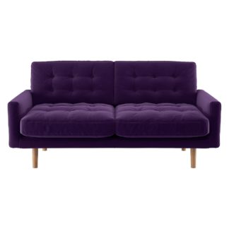 An Image of Habitat Fenner 2 Seater Velvet Sofa - dark purple