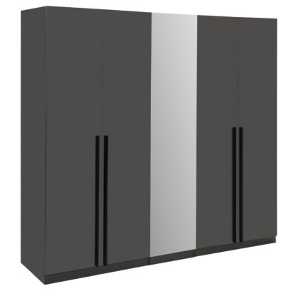 An Image of Habitat Munich 5 Door Mirror Wardrobe - Anthracite