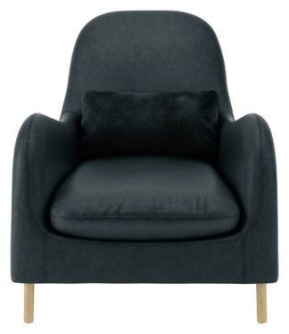 An Image of Habitat Smithfield Dark Grey Luxury Leather Armchair