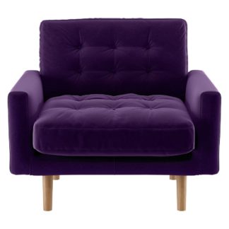 An Image of Habitat Fenner Dark Purple Velvet Armchair