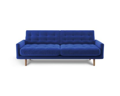 An Image of Habitat Fenner 3 Seater Velvet Sofa - Blue
