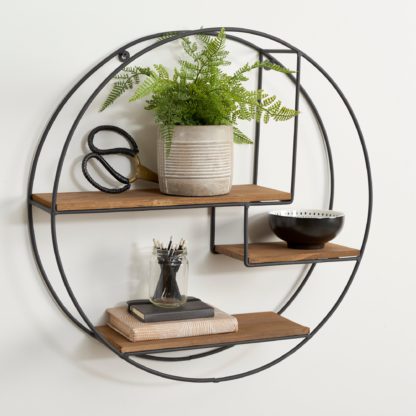 An Image of Industrial Large Circle Shelf Dark Brown