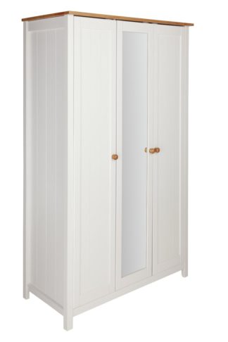 An Image of Habitat Scandinavia 3 Door Mirror Wardrobe - Two Tone