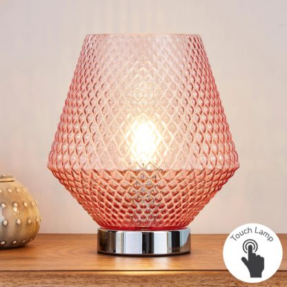 An Image of Miah Blush Touch Dimmable Table Lamp Blush