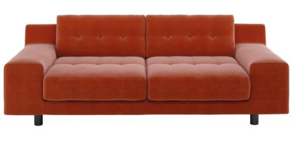 An Image of Habitat Hendricks 3 Seater Velvet Sofa - Orange