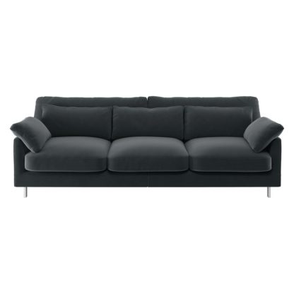 An Image of Habitat Cuscino 3 Seater Velvet Sofa - Dark Grey