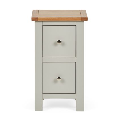 An Image of Bromley Grey Slim Bedside Table Grey and Brown