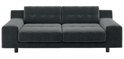 An Image of Habitat Hendricks 3 Seater Velvet Sofa - Dark Grey