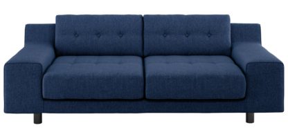 An Image of Habitat Hendricks 3 Seater Fabric Sofa - Blue